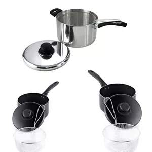 Large Chip Pan Basket Deep Fryer Aluminum Non Stick Fry Pot Saucepan Kitchen - Picture 1 of 38