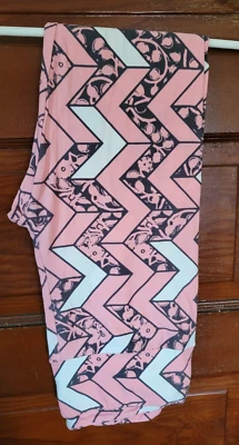 NUEVO LULAROE Mujer OS Talla Única Rosa Gris Blanco Chevron Floral Leggings Foto 1 de 3