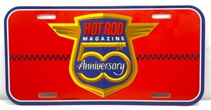 Vintage 50th Anniversary Hot Rod Magazine Novelty License Plate Wincraft USA Red - Picture 1 of 9