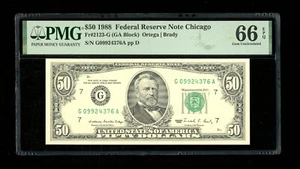 DBR 1988 $50 FRN Chicago Fr. 2123-G Gem PMG 66 EPQ Serial G09924376A - Picture 1 of 2