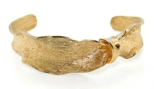 Dyadema Italy Vermeil Gold Over 925 Sterling Sparkling Wavy Ribbon Cuff Bracelet - Picture 1 of 13