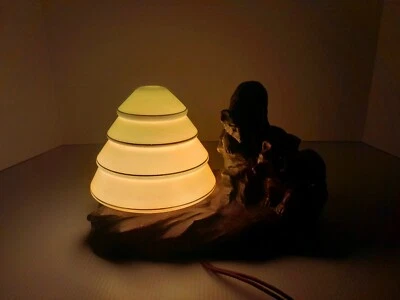 RARE 1933 Art Deco Bear Cubs Beehive Chalkware Figural Lamp S.A.N. Co. - Image 1 of 4