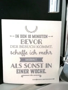 Spüllappen "In den 10 Minuten..." Schwammtuch Spültuch Lappen kompostierbar Tuch - Bild 1 von 1