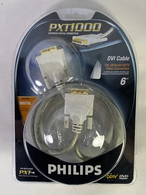 Cabo Philips DVI 6 pés HDTV Home Theater ouro 24K NOs - Imagem 1 de 4