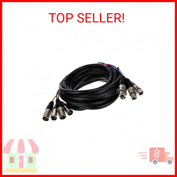 Cable serpiente Monoprice 4 canales XLR macho a XLR hembra - 20 pies - negro/plateado, Foto 1 de 2