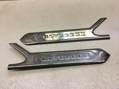 1956 Plymouth Belvedere Door Trim Stainless Spear Moldings LH RH Pair MOPAR Foto 1 de 4