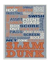The Kids Room by Stupell "Basketball Typography Denim Feel" Wall Plaque Art