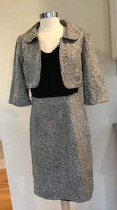 KAY UNGER 2 Piece Black And Silver Sparkle Tweed Dress Size 6 - Picture 1 of 8