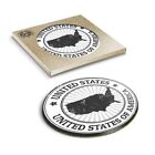 1 x Boxed Round Coasters - BW - United States Of America Map Travel US #40194