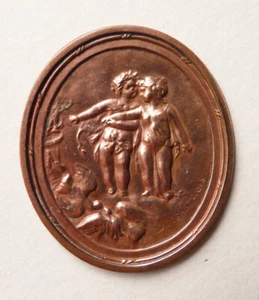 Petite plaque en cuivre  Signé LEGASTELOIS 19e siècle pour broche ou boite - Foto 1 di 3