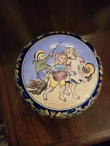 Canton Oriental Brass Enamel Vintage Trinket Box - Picture 1 of 6