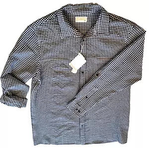 Outdoor Men's L/S shirt, roll/tab sleeves, Blue/white checks, NWT, AL0457 - Picture 1 of 7