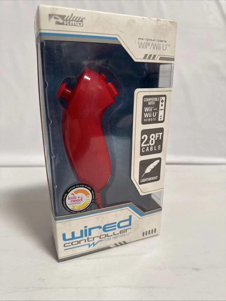 KMD Wii Wired RED Nunchuck Controller Lightweight W/ 2.8ft Cable - Image 1 of 1
