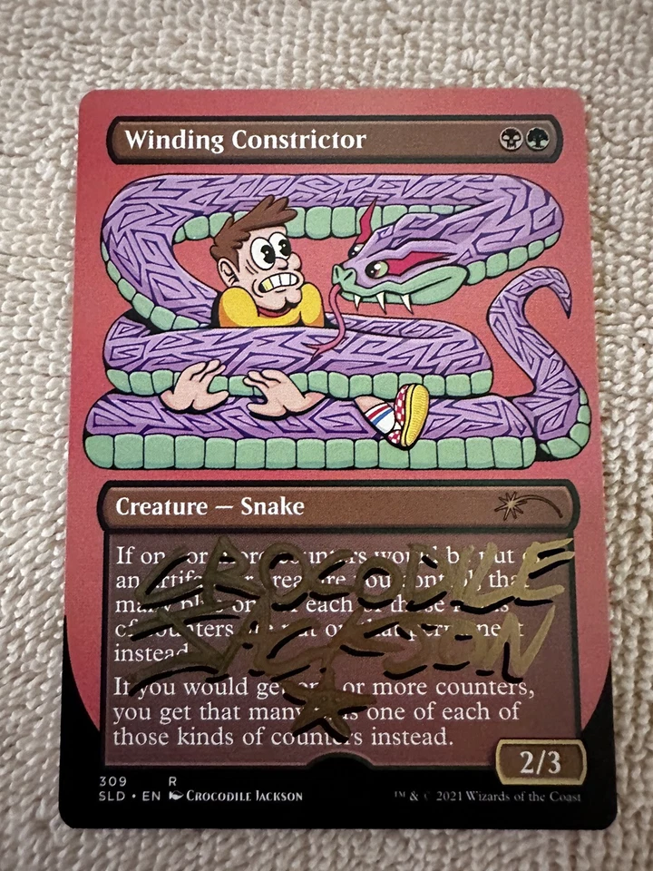 MTG Magic Winding Constrictor x1 Signed Proof Secret Lair SLD Crocodile Jackson - Image 1 of 2