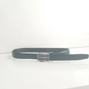Kids Leather Belt Adjustable Track Buckle Black Silver One Size - Picture 1 of 6