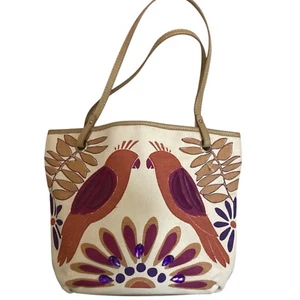 Relic Parrot Bird Boho Appliqued Canvas Tote Bag NWOT - Picture 1 of 8