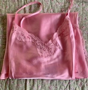 NWOT Warner's Sleepwear Pink Nightgown Lace V-Neck Large - Picture 1 of 8