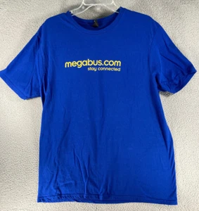 Megabus T Shirt Adult XL Blue Short Sleeve Stay Connected  100% Cotton - Picture 1 of 11