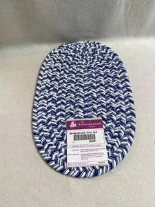 Longaberger handgefertigter blau/weiß ovaler Stoffuntersetzer - Bild 1 von 2