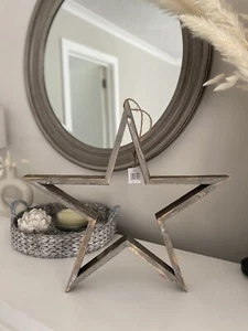 Large Antique Style Distressed Grey Wooden Hanging Star - 50cm - Picture 1 of 2