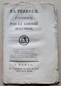 La Terreur poursuivie par la Liberté de la Presse LEMAIRE Les Amis de la Liberté - Picture 1 of 3