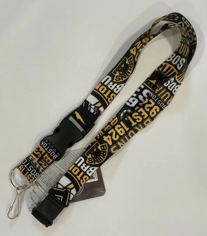 Boston Bruins Hockey Team Logo NHL Dynamic Lanyard Keychain w/ Safety Clip Cover