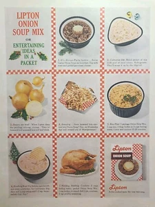 Lipton Onion Soup Mix Christmas Entertaining Ideas Recipes Vintage Print Ad 1960 - Picture 1 of 4