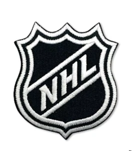 NHL LOGO - BLACK/WHITE - NATIONAL HOCKEY LEAGUE - Embroidered Iron-On Patch - Picture 1 of 4