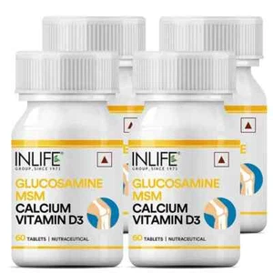 INLIFE Glucosamine Tablets for Joint | With MSM Calcium & Vitamin D3 -PACK OF4 - Picture 1 of 6