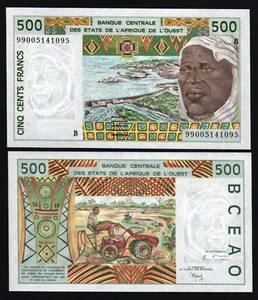 Benin West African States 500 FRANCS P-210B 1999 DAM UNC WAS World Currency NOTE - Picture 1 of 6