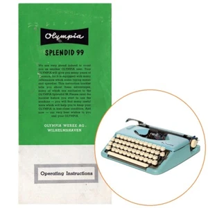 Olympia Splendid 99 Typewriter Instruction Manual User Repro Vtg Directions - Picture 1 of 2