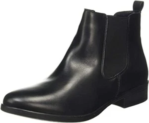 ALDO WICOENI SIZE 3 4 BLACK LEATHER LOW FLAT HEEL CHELSEA ANKLE BOOTS BNWB - Picture 1 of 7