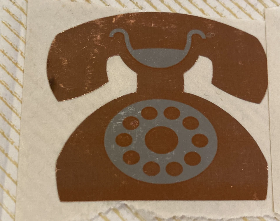 Pegatina de teléfono vintage de 2” de lámina naranja brillante de los años 80 de Hambly Foto 1 de 1