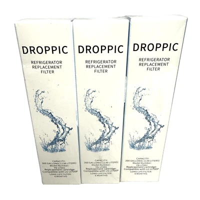 Droppic 3 Pack YNLT001 LG LT700P Refrigerator Replace Filter New - Image 1 of 3