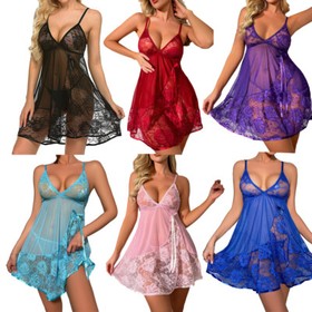 Babydoll Lingerie+Underwear Sexy Women's Nightwear Dress Lace Sleepwear G-string