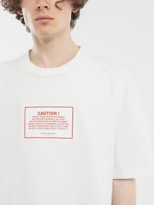 Mason Margiela 'Caution' label T-shirt , New With Tags, White and Red. - Picture 1 of 13