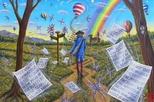 Joseph KALIHER (Texas 1970) PARABLE OF THE SOWER OF MEMES OIL on CANVAS cm 40x60 - Foto 1 di 10