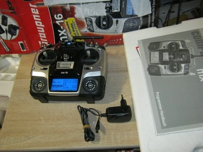 Graupner Sender MX 16  HOTT  2,4 Ghz  mit Akku und Ladegerät Einzelsender - Bild 1 von 4