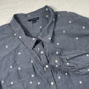 Camicetta tunica mezzo bottone Tommy Hilfiger blu con stelle bianche ricamate taglia 1X - Foto 1 di 7