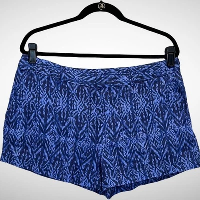 Pantalones Cortos Cynthia Rowley Azul Estampado Ikat Lino Talla 12 Foto 1 de 4
