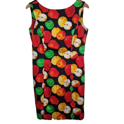 Escada Margaretha Ley Dress Size 38 Apple Print Black Fruit Orchard Sleeveless - Image 1 of 4