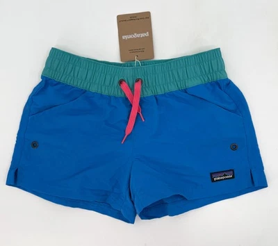 Patagonia Baggies Shorts Kids Small 7-8 Blue Green Swim Trunks Nylon Drawstring - Image 1 of 4