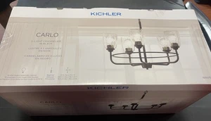 KICHLER Carlo 23 in. 5-Light Black Transitional Shaded Circle Chandelier NIB - Picture 1 of 11