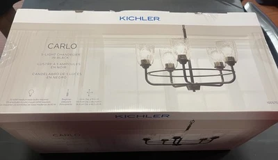 KICHLER Carlo 23 in. 5-Light Black Transitional Shaded Circle Chandelier NIB - Image 1 of 4