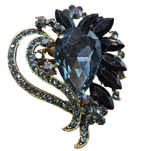 Große HERZ BROSCHE Anhänger SCHWARZ funkelnd GLITZERND GLAM Fab VINTAGE STIL  - Bild 1 von 4