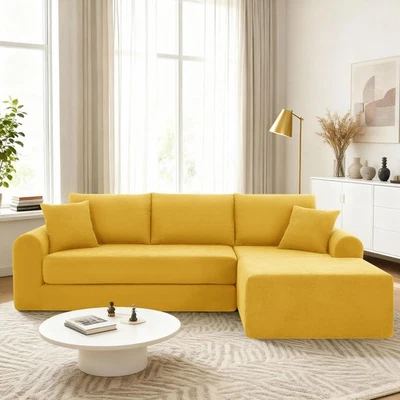 Комплект секционных диванов 103 дюйма L-образный вельветовый диван гостиная трансформируемый модульный - Изображение 1 из 4