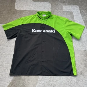 Vintage Grand Prix Kawasaki Racing USA Mens 2XL Short Sleeve Button Up Shirt - Picture 1 of 12