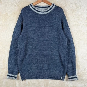 Bruzer Herren L Blau Meliert Strick Pullover Rundhals Langarm Baumwolle Herbst Mode - Bild 1 von 9