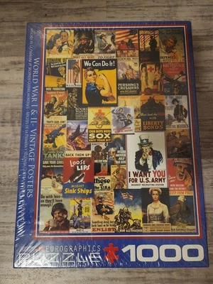 EuroGraphics World War I & II Vintage Posters 1000 Piece Puzzle NEW & UNOPENED  - Image 1 of 4
