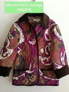 EMILIO PUCCI Made in Italy lining all-over pattern quilted jacket vintage Brown - Picture 1 of 24